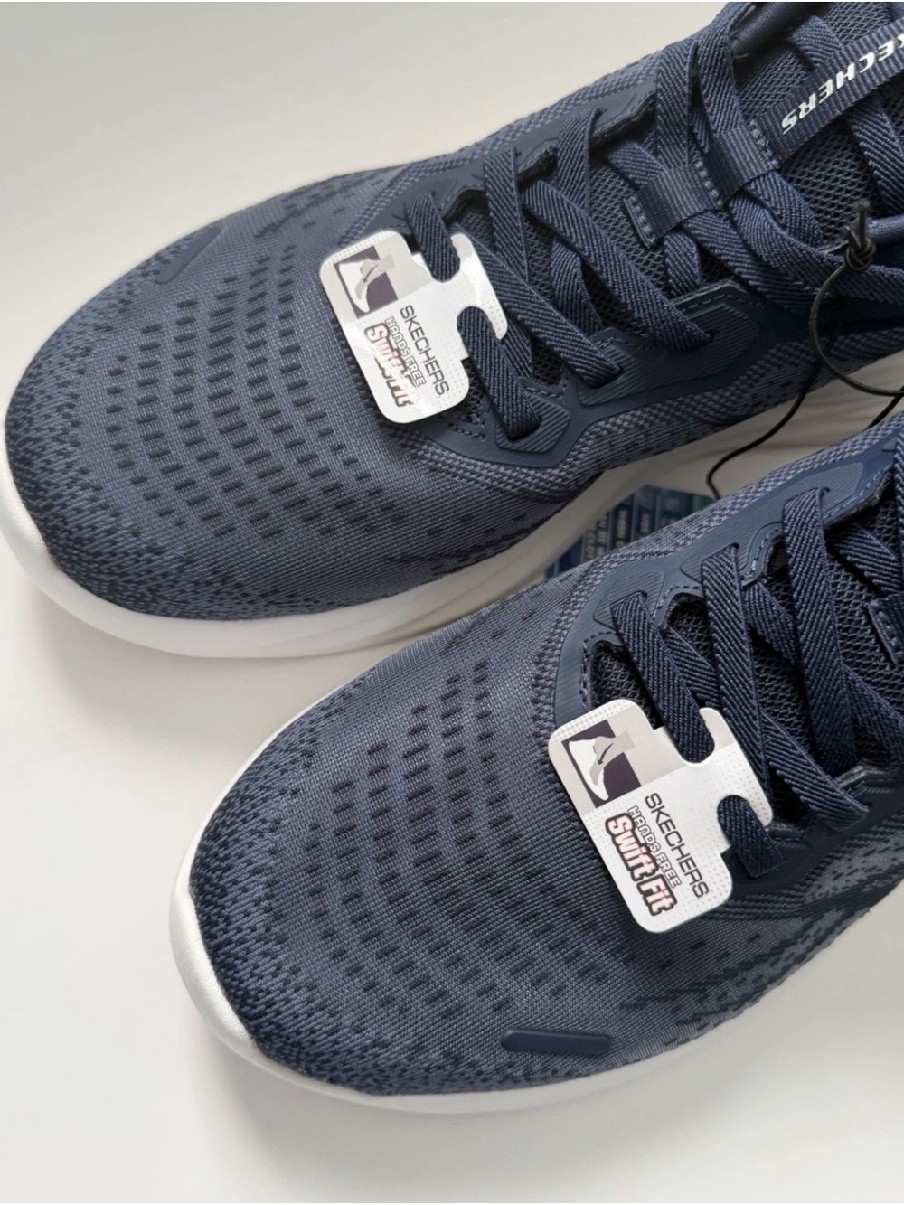 Skechers Navy and White Knit Performance Sneakers - Picture 10 of 11